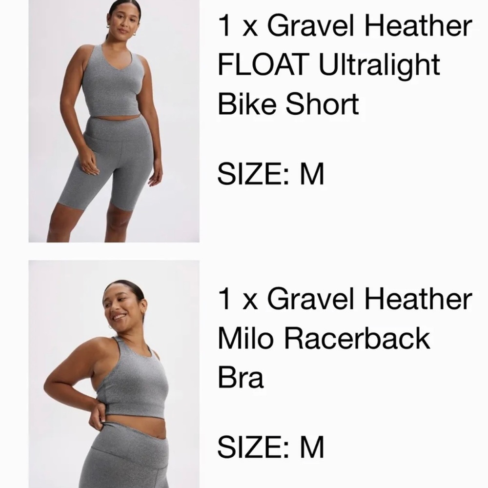 🩶 Girlfriend Collective Float Bra + Biker Short Set M 🩶